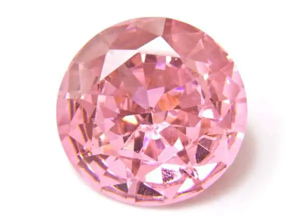 Lab Grown Pink Diamond with a Round Brilliant Cut.