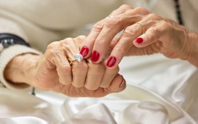 Elderly Woman Showing her Moissanite Ring, as a Frugal Family Heirloom That Should Last For Generations